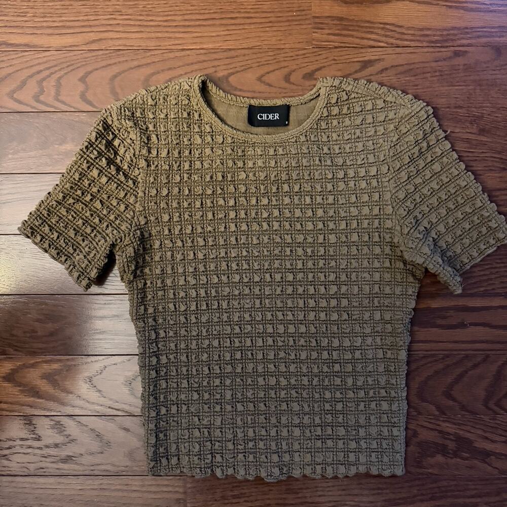 Cider Textured Knit Cropped Short Sleeve Top Size Medium